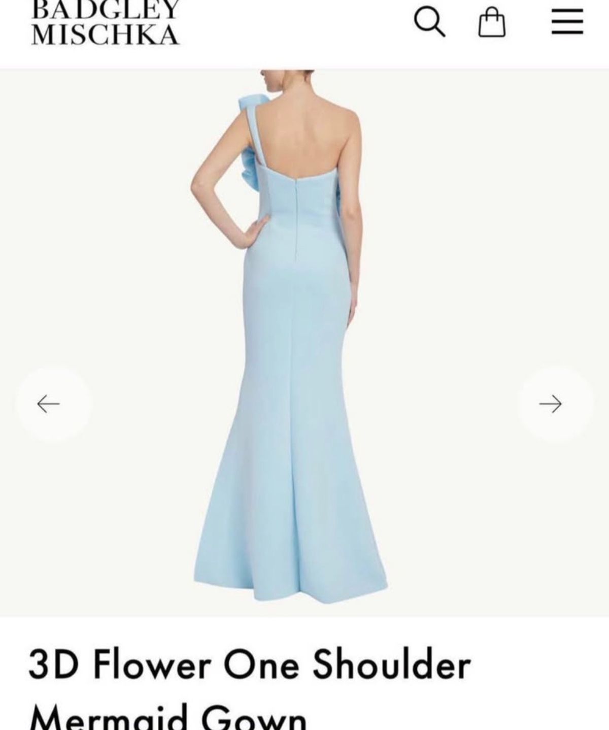 Badgley Mischka 3D Flower Mermaid Gown Blue Size 6 - Image 2