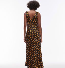 Topshop double V vintage midi slip dress in ditsy orange floral for rent on The Volte - image 4