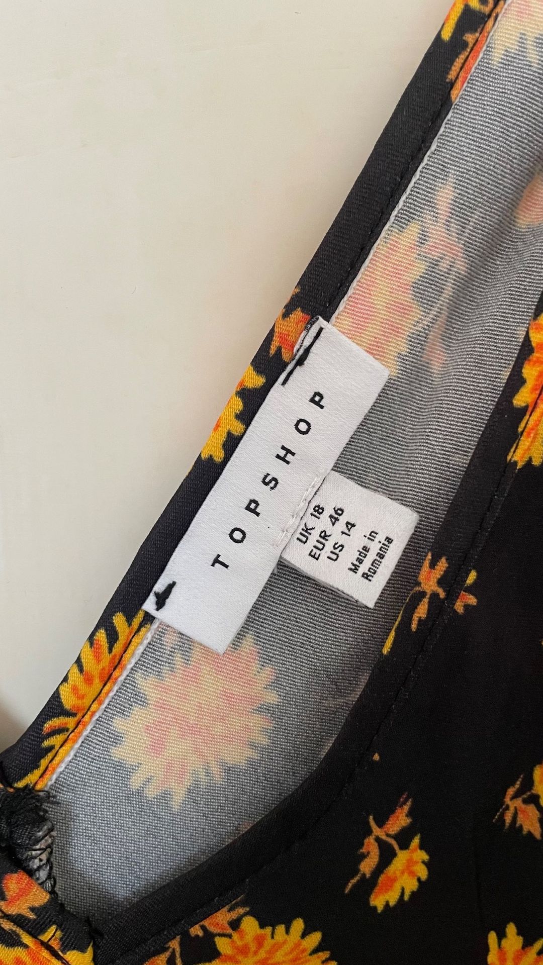 Topshop double V vintage midi slip dress in ditsy orange floral for rent on The Volte - main image