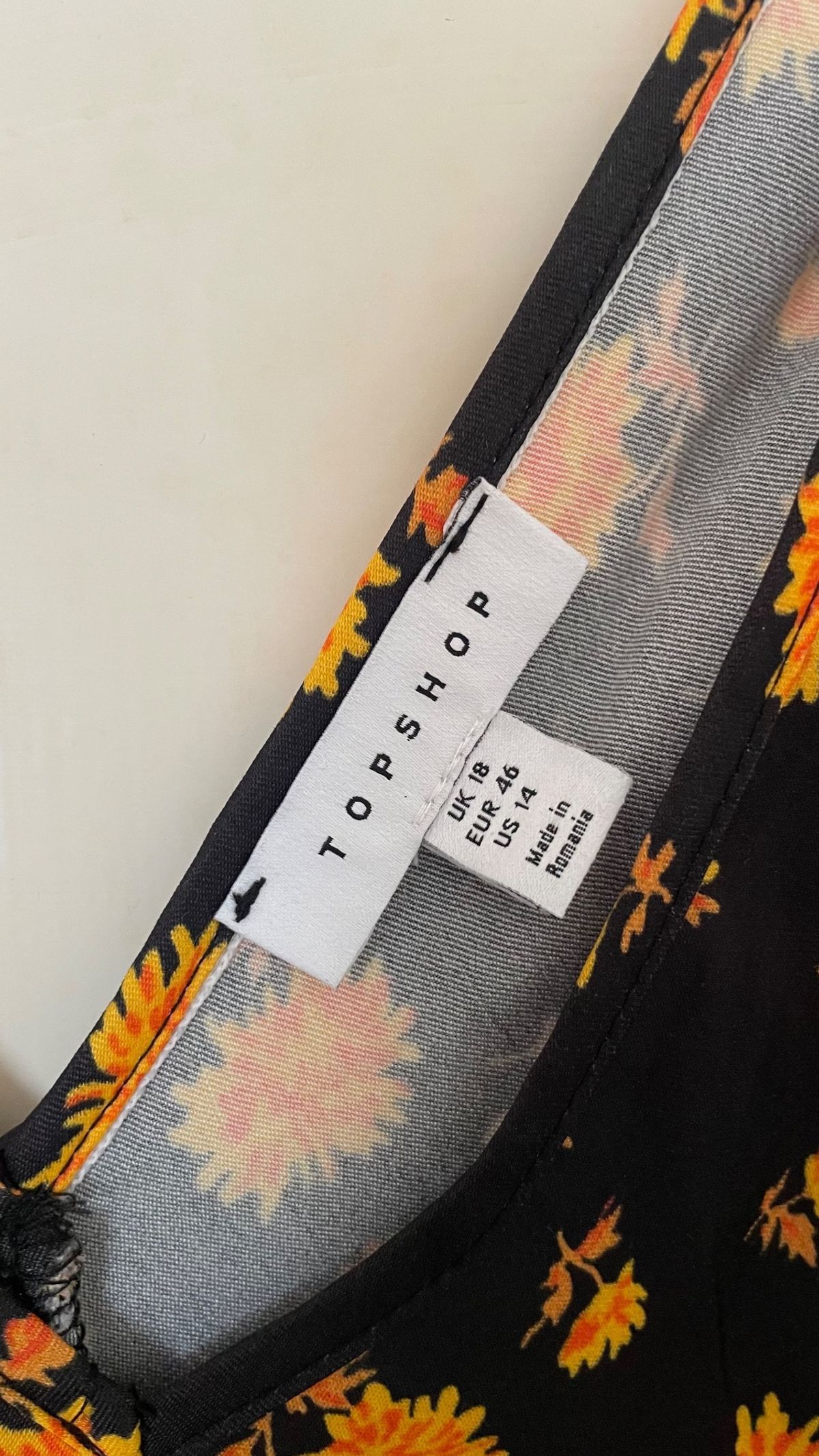 Topshop double V vintage midi slip dress in ditsy orange floral - Image 5