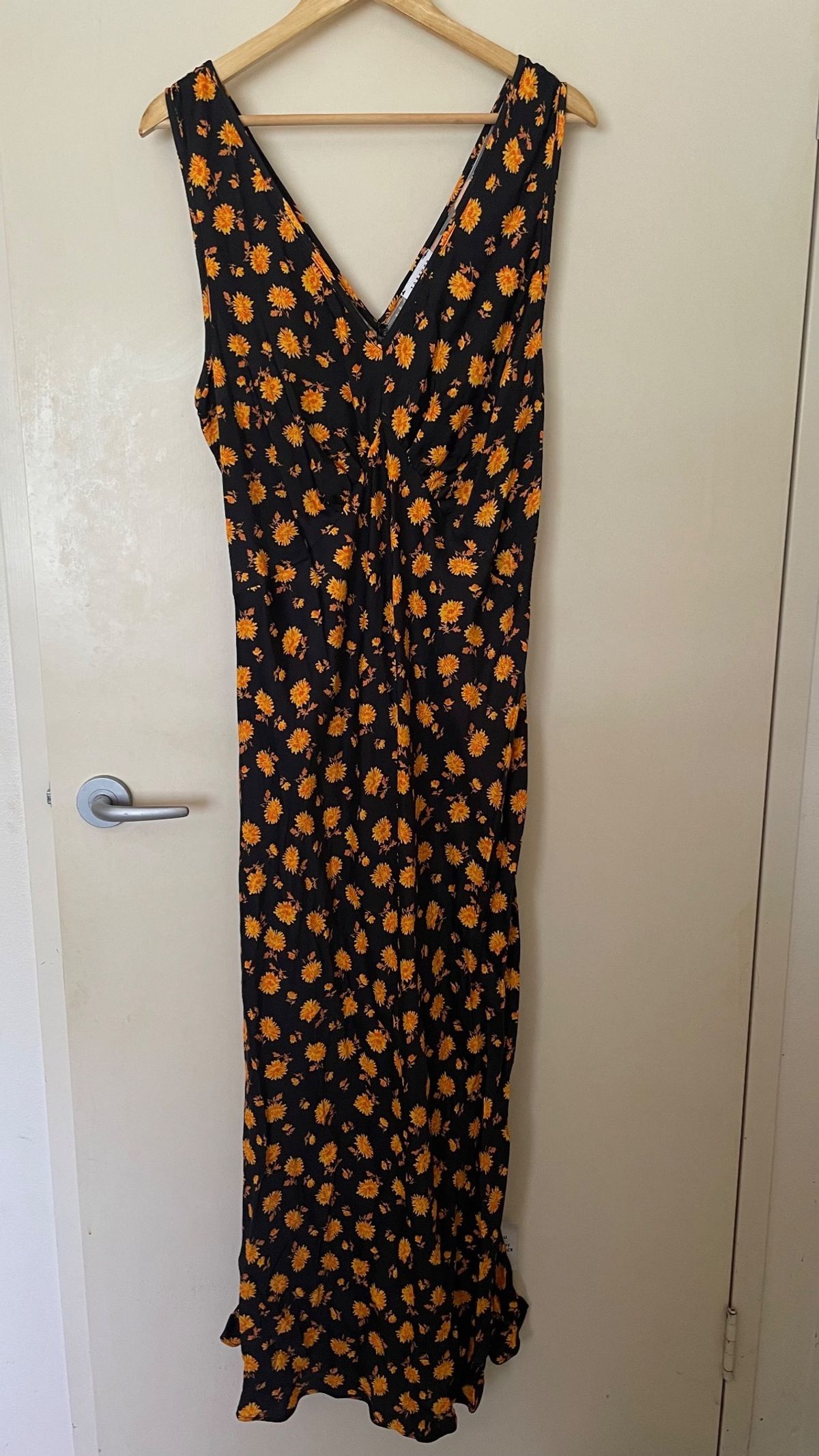 Topshop double V vintage midi slip dress in ditsy orange floral - Image 2