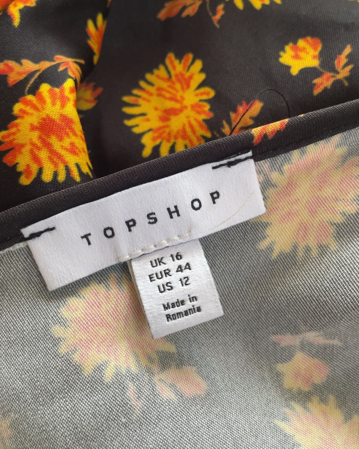 Topshop double V vintage midi slip dress in ditsy orange floral - Image 5