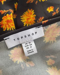Topshop double V vintage midi slip dress in ditsy orange floral for rent on The Volte - image 5