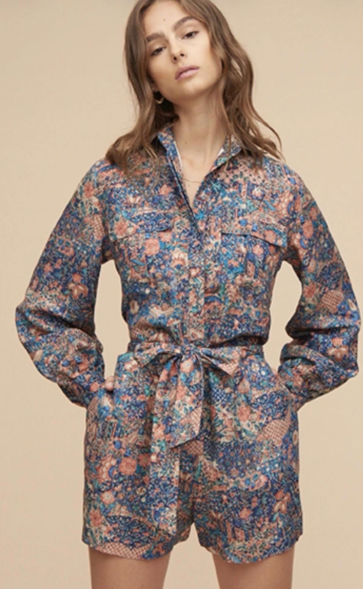 Tigerlily Boho Floral Linen Playsuit Size 12 - Image 1