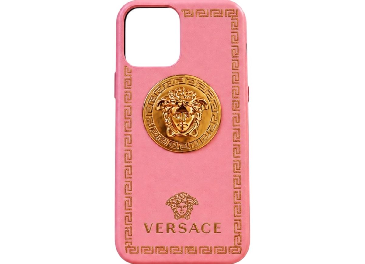 Versace Medusa iPhone 13 Pro Max Case Pink Gold Greek Key for rent on The Volte - main image