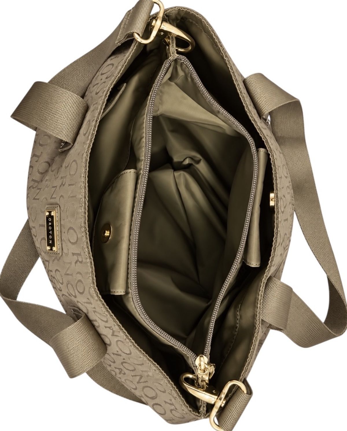 Oroton Monogram Baby Nappy Bag Taupe Brown - Image 4
