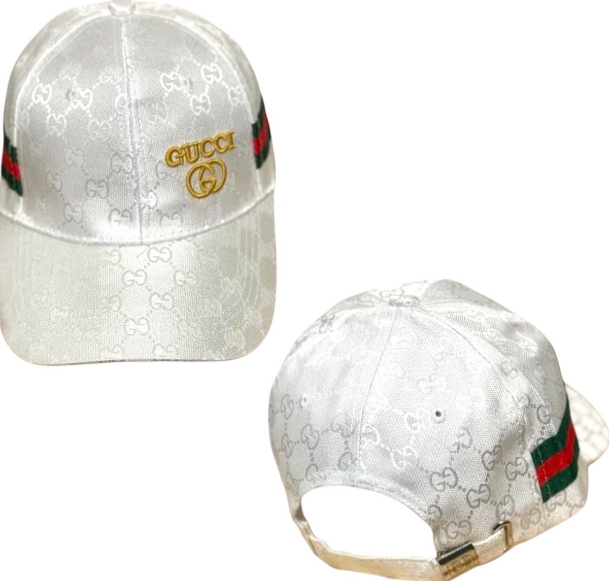 Gucci GG Monogram Baseball Cap Black Red Green Stripe - Image 1