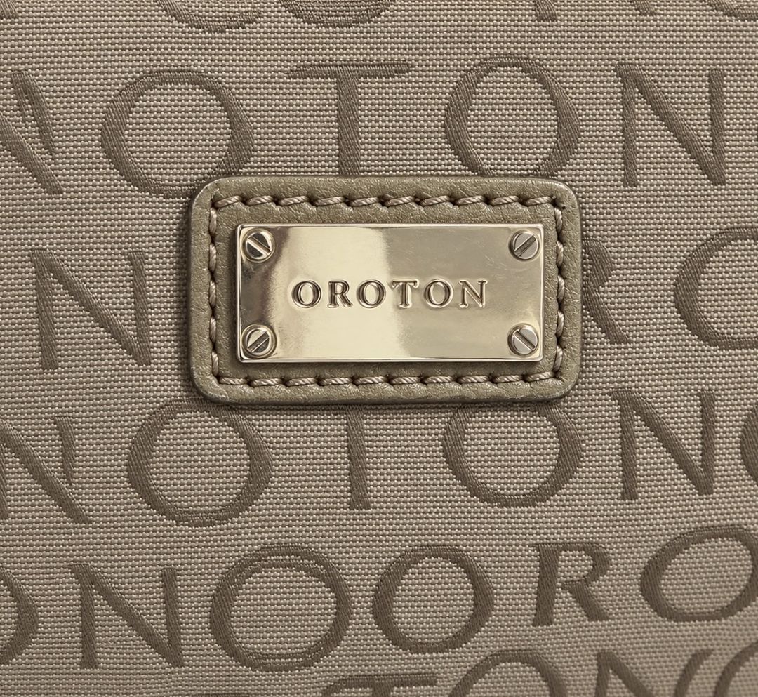 Oroton Monogram Baby Nappy Bag Taupe Brown for rent on The Volte - main image