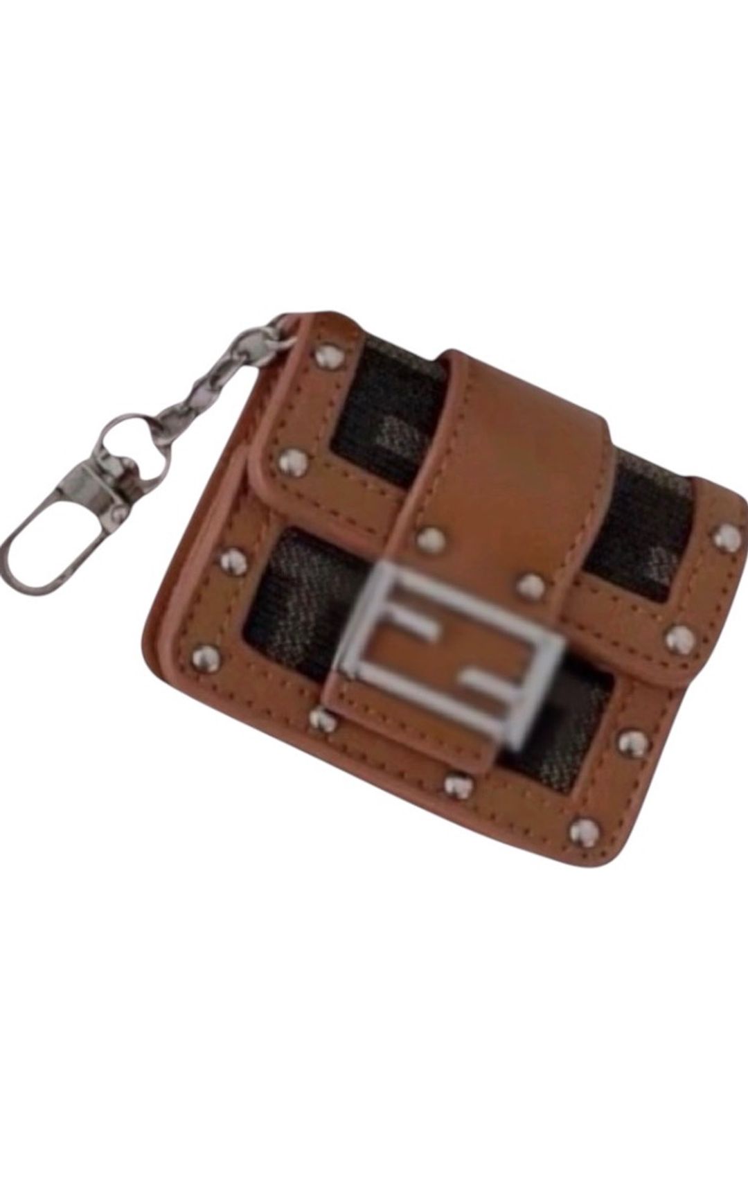 Fendi Inspired AirPods Pro Case Brown Mini Handbag Keychain for rent on The Volte - main image