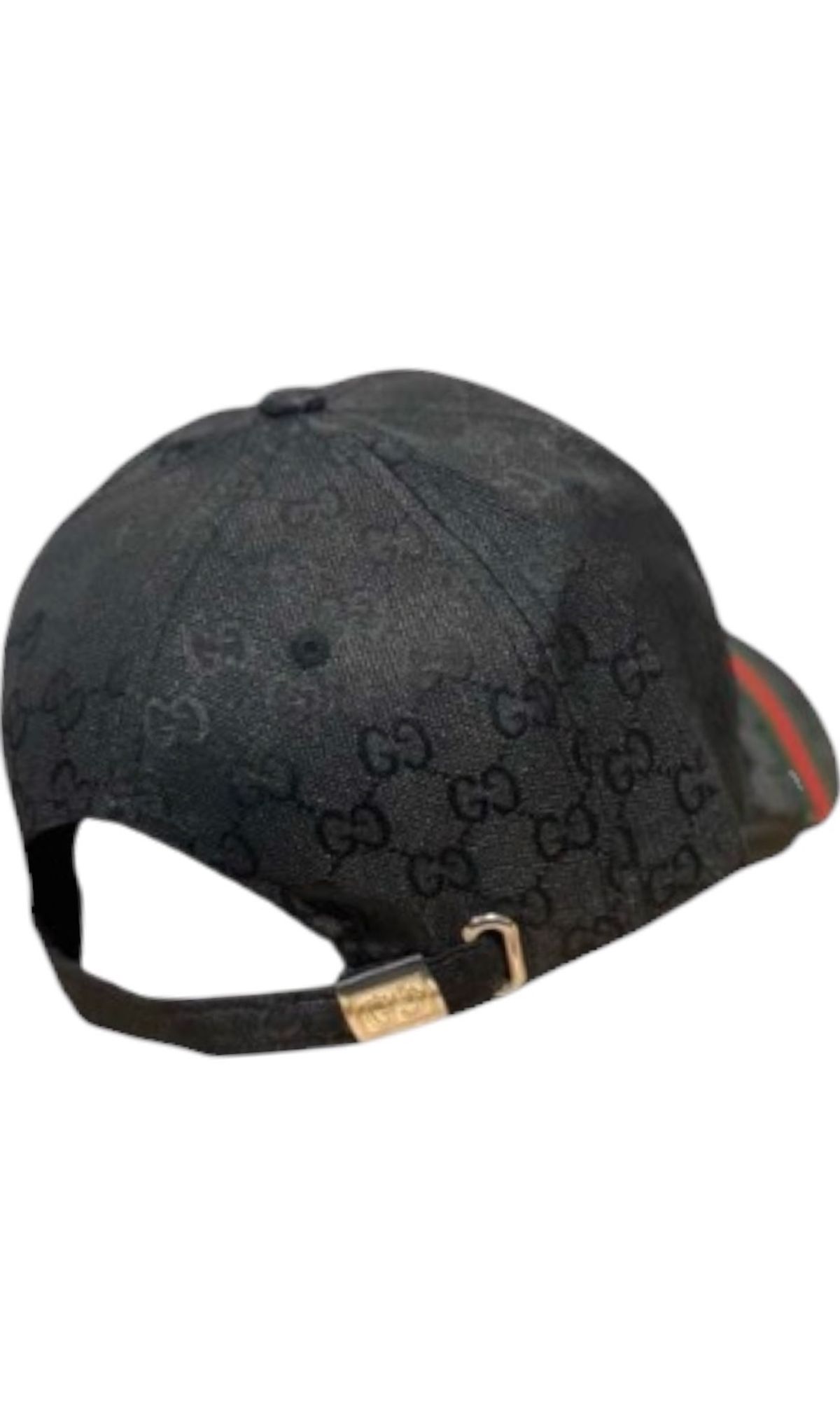 Gucci GG Monogram Baseball Cap Black Red Green Stripe - Image 4