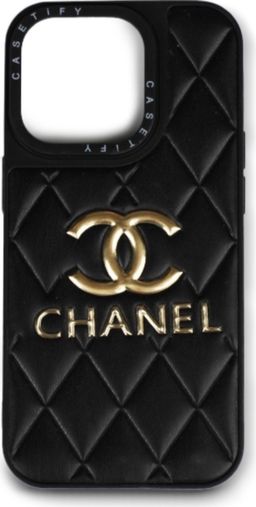 Chanel Quilted Black Phone Case Gold Logo for rent on The Volte - image 2