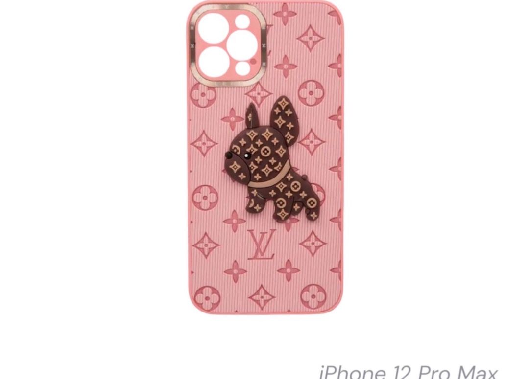 Louis Vuitton iPhone 12 Pro Max Case with Monogram Dog Charm - Pink for rent on The Volte - main image