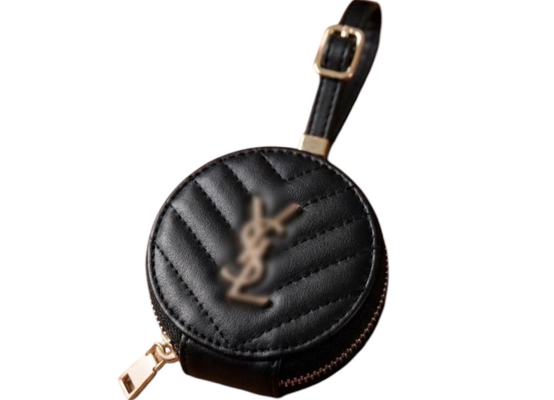Black Quilted AirPod / Earbud Case & Bag Charm 🖤 for rent on The Volte - main image