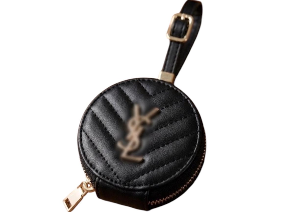 Black Quilted AirPod / Earbud Case & Bag Charm 🖤 for rent on The Volte - main image