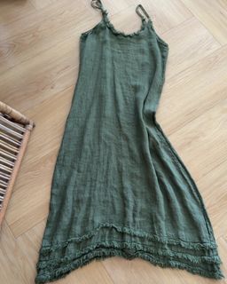 0039 Italy Women's Long Green Linen Slip Dress for rent on The Volte - image 2