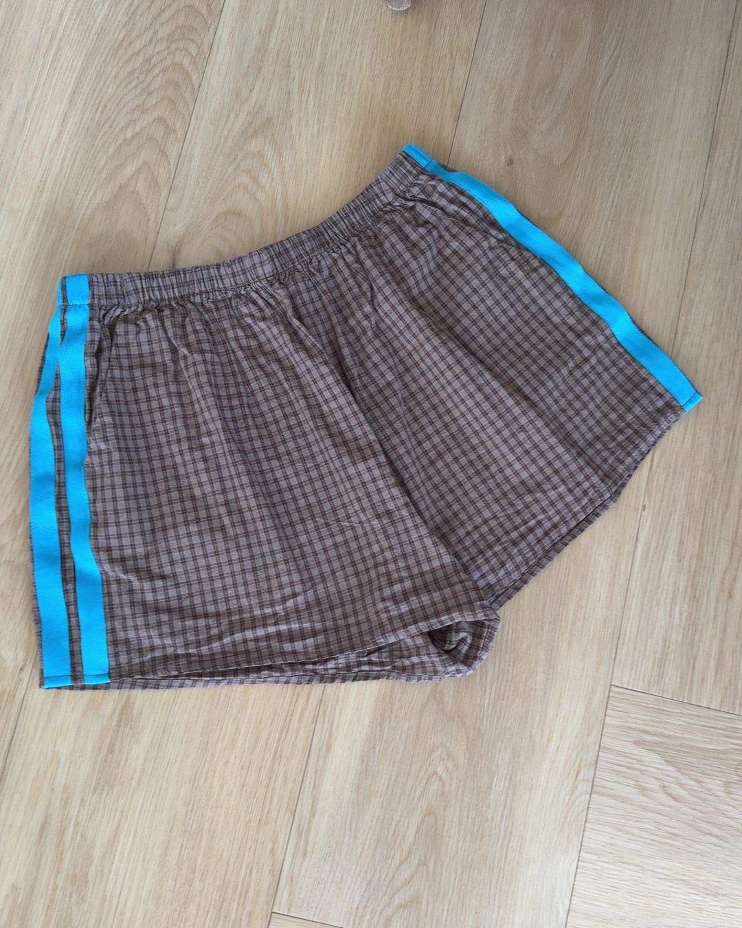 By Frankie Women's Brown Check Chino Shorts L for rent on The Volte - main image