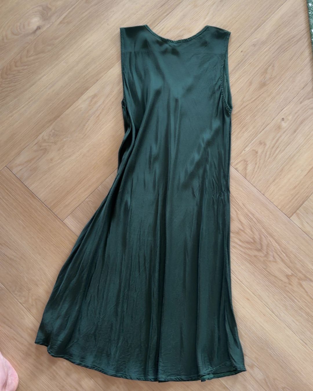 Mandorle Bottle Green Silk Midi Slip Dress L/XL for rent on The Volte - main image
