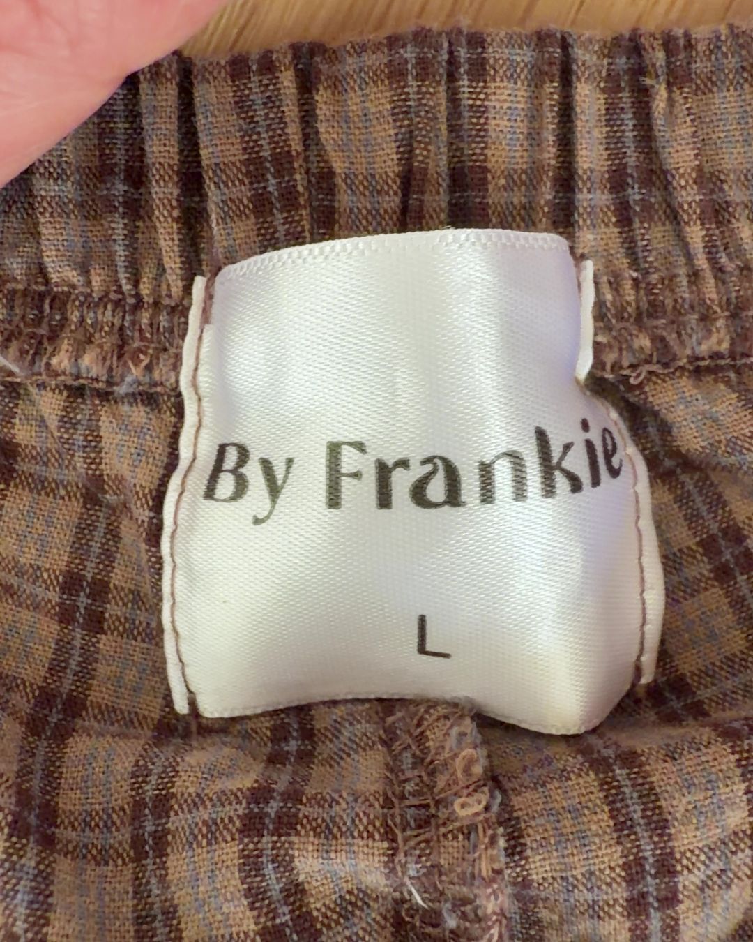 By Frankie Women's Brown Check Chino Shorts L for rent on The Volte - main image