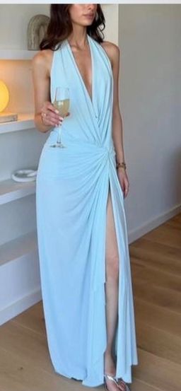 Bec and Bridge Clementine Twist Wrap Dress Size 8 Blue for rent on The Volte - image 2