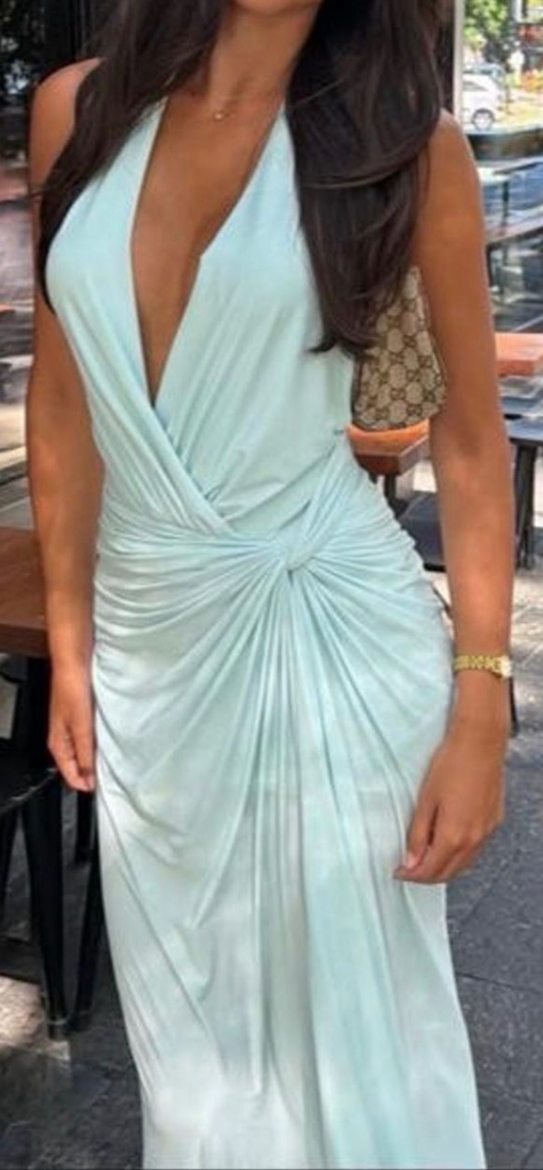 Bec and Bridge Clementine Twist Wrap Dress Size 8 Blue for rent on The Volte - main image