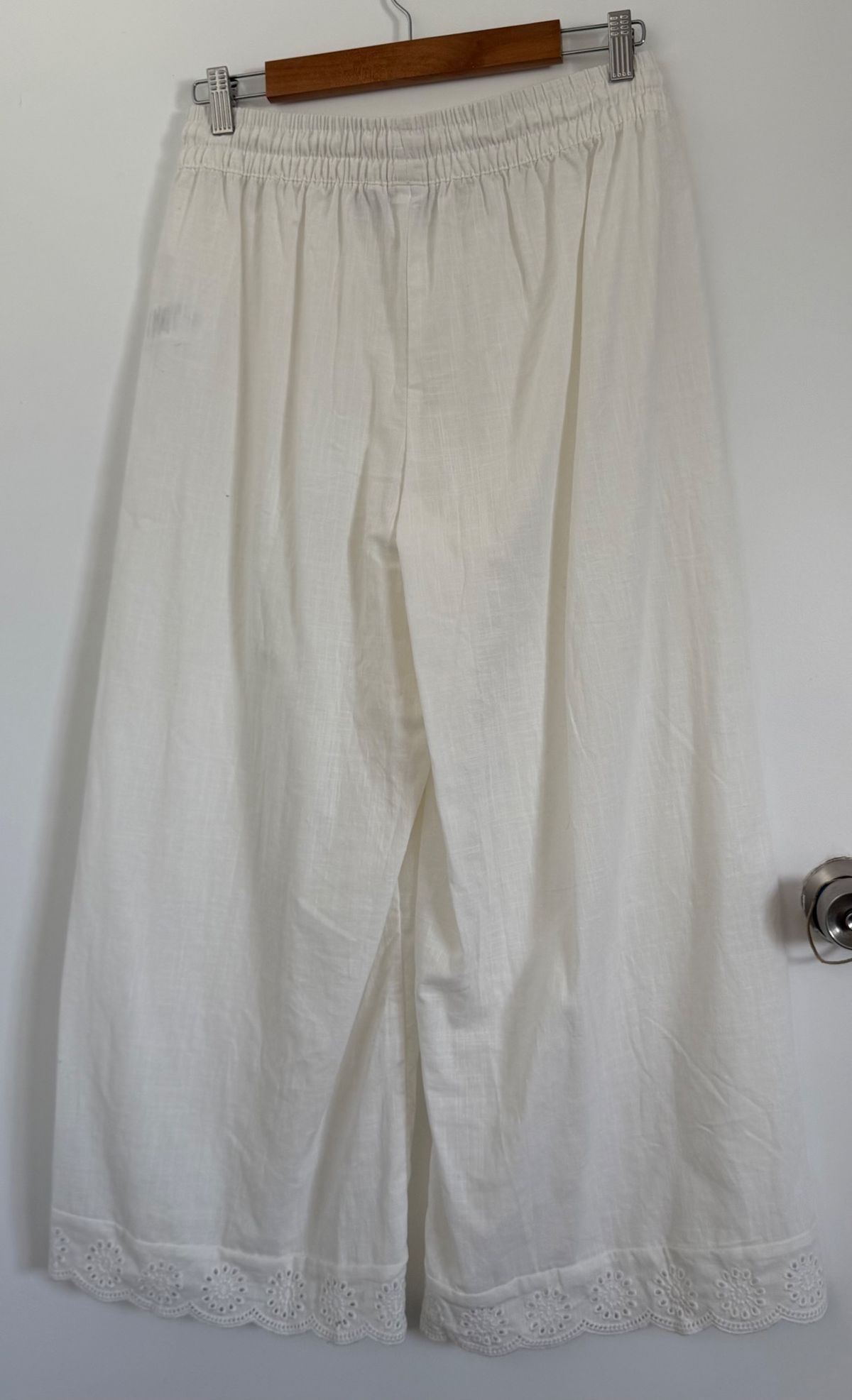 Serra White Cotton Beach Pants Women's Size 12 - Image 2