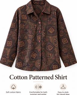 🤎 Vintage Cotton Patterned Shirt 🤎 A perfect combination of comfort and style! ✨ 🌿 Soft and com for rent on The Volte - image 2