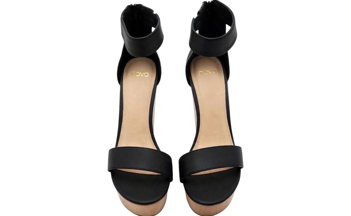Novo Black Nude Platform Wedge Heels – Size 8 🖤 Novo Two-Tone Platform Wedge Sandals 🖤 - Image 3