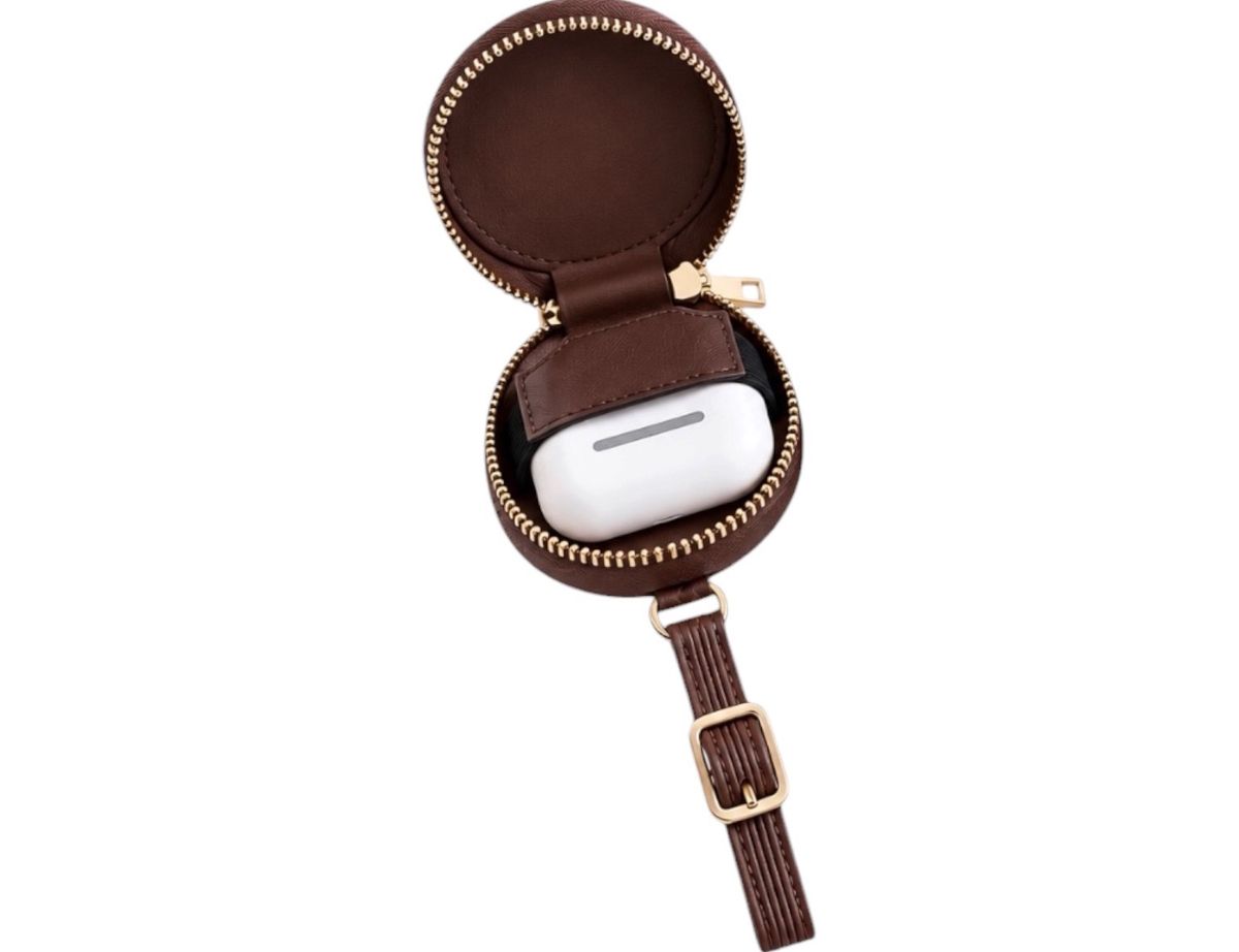 Designer Inspired 🤎 Brown & Black Checkered AirPod / Earbud Case Gorgeous round earbud case - Image 2