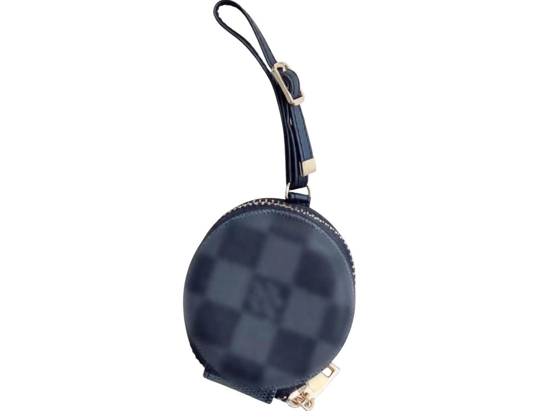 Designer Inspired Black Checkered AirPod / Earbud Case & Bag Charm 🖤 for rent on The Volte - main image