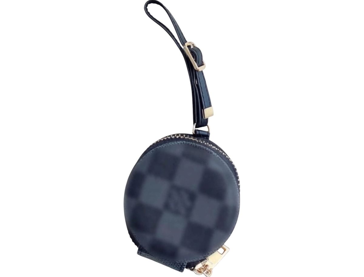 Designer Inspired Black Checkered AirPod / Earbud Case & Bag Charm 🖤 for rent on The Volte - main image