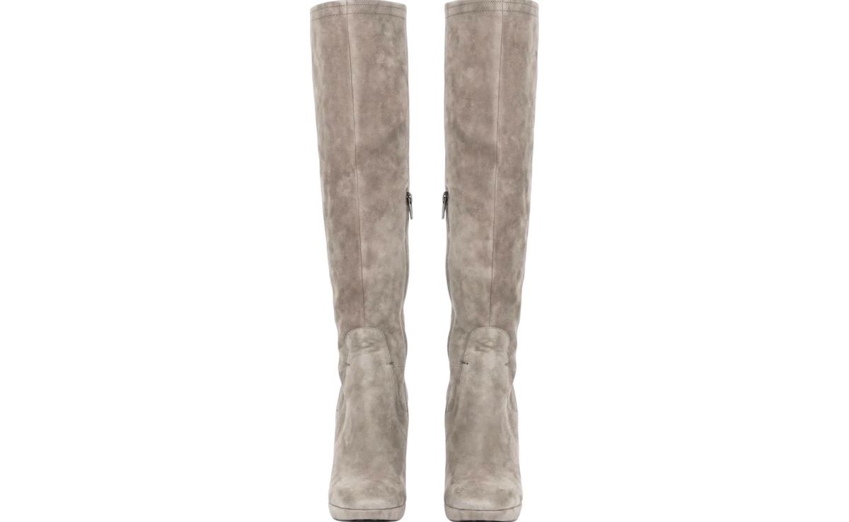 Mascotte Taupe Beige Suede Knee-High Platform Block Heel Boots Size UK 7.5 🤎 Mascotte Suede-Textured Knee-High Boots 🤎 - Image 2
