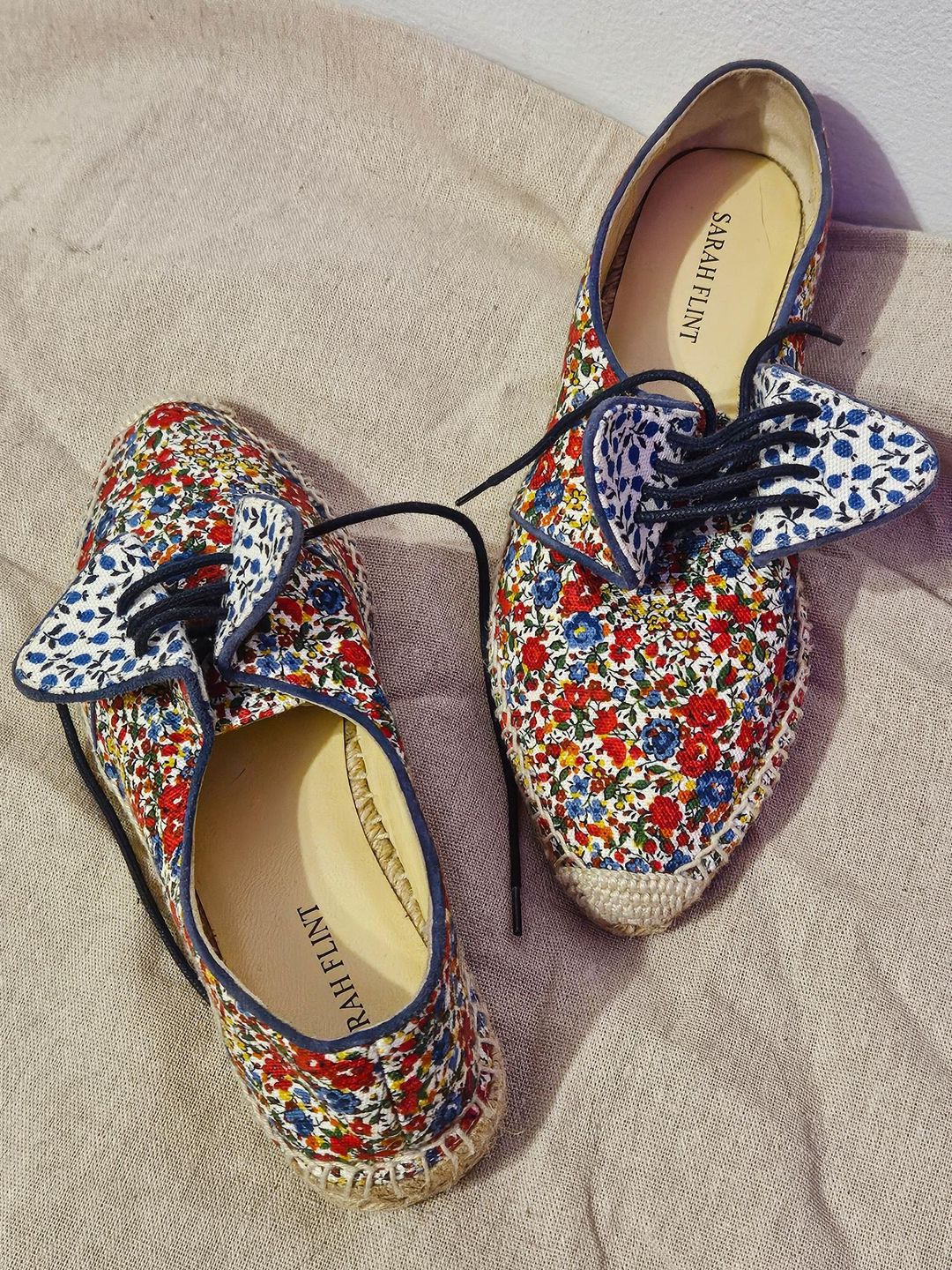 Sarah Flint Cotton Leather Espadrille Flats Size 5 for rent on The Volte - main image