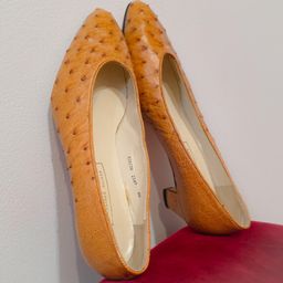 Bally Brown Ostrich Leather Kitten Heels UK 6.5 for rent on The Volte - image 4
