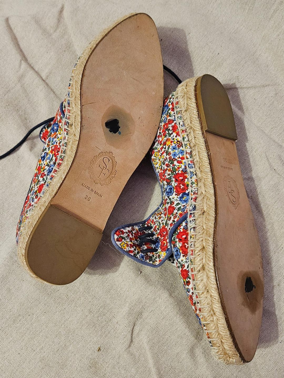Sarah Flint Cotton Leather Espadrille Flats Size 5 for rent on The Volte - main image