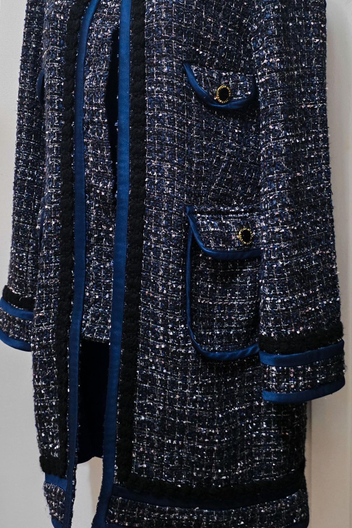 Tory Burch Blue Tweed Overcoat S/M for rent on The Volte - main image