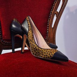 Saba Leather Pointed-Toe Stiletto Heels Black Leopard AU 8 for rent on The Volte - image 2