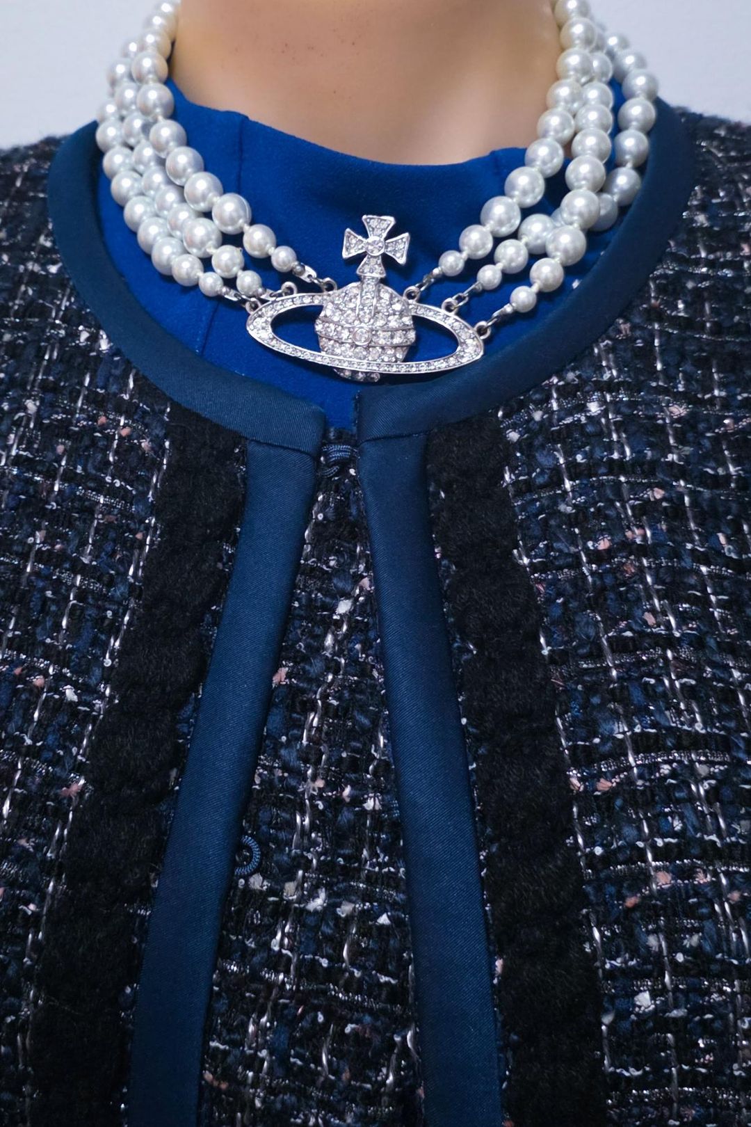 Tory Burch Blue Tweed Overcoat S/M for rent on The Volte - main image