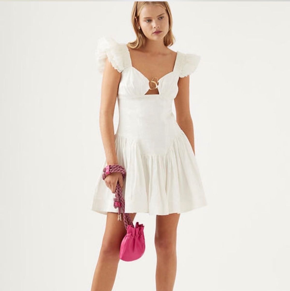 AJE White Fit & Flare Knee Length Dress Size 8 - Image 2
