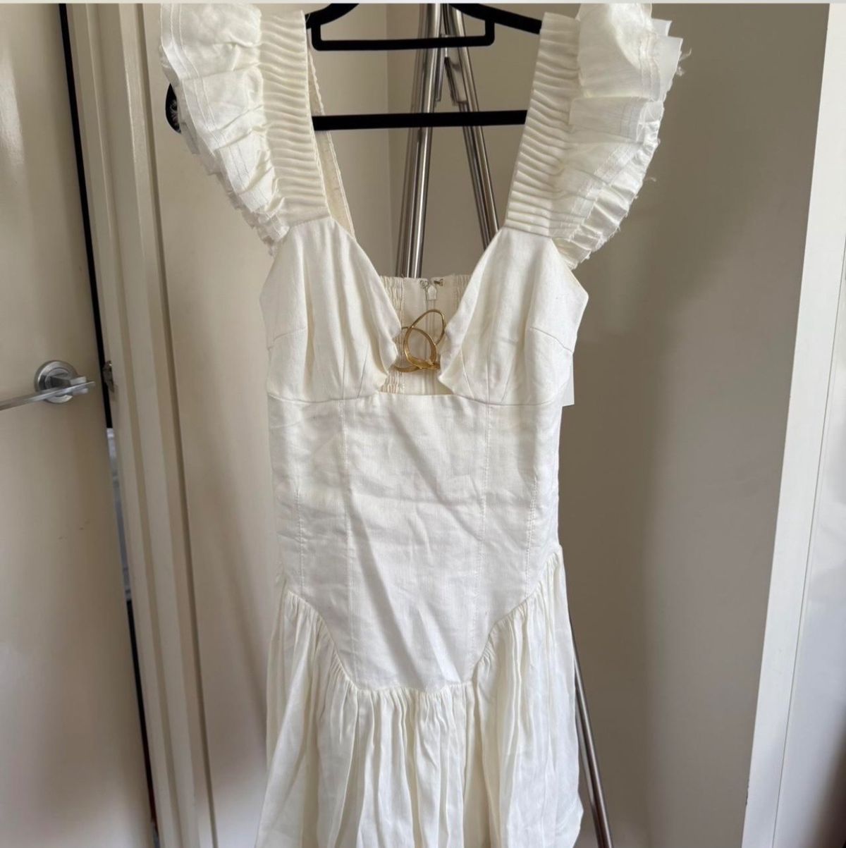 AJE White Fit & Flare Knee Length Dress Size 8 - Image 3