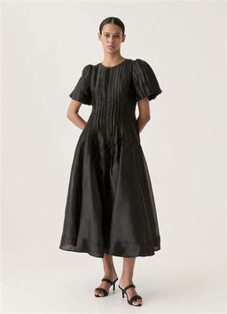 Aje Nova Pleat Dress Black Size 14 for rent on The Volte - image 1