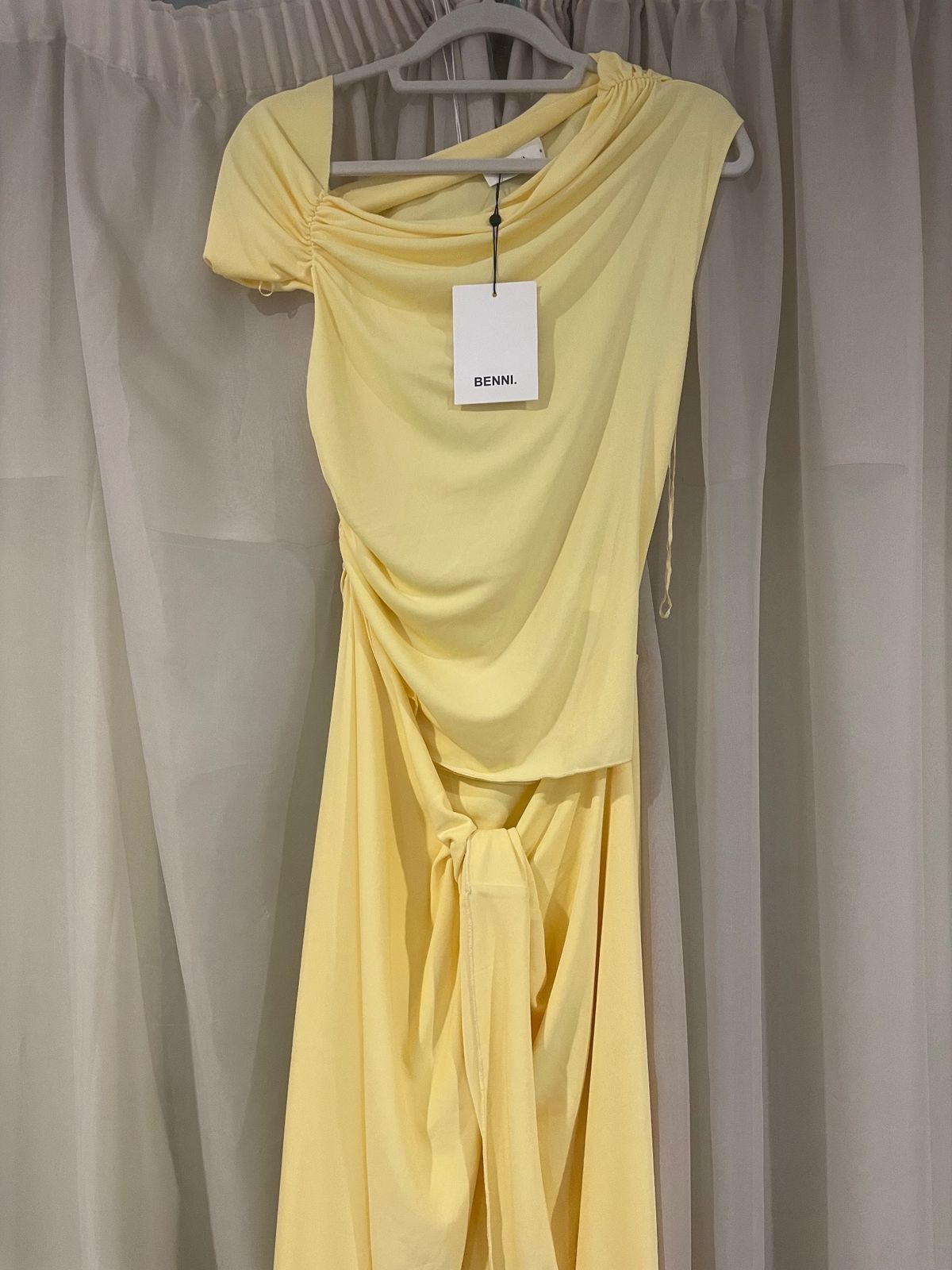 Benni Cleo One Shoulder Maxi Dress Yellow Size 12 - Image 4
