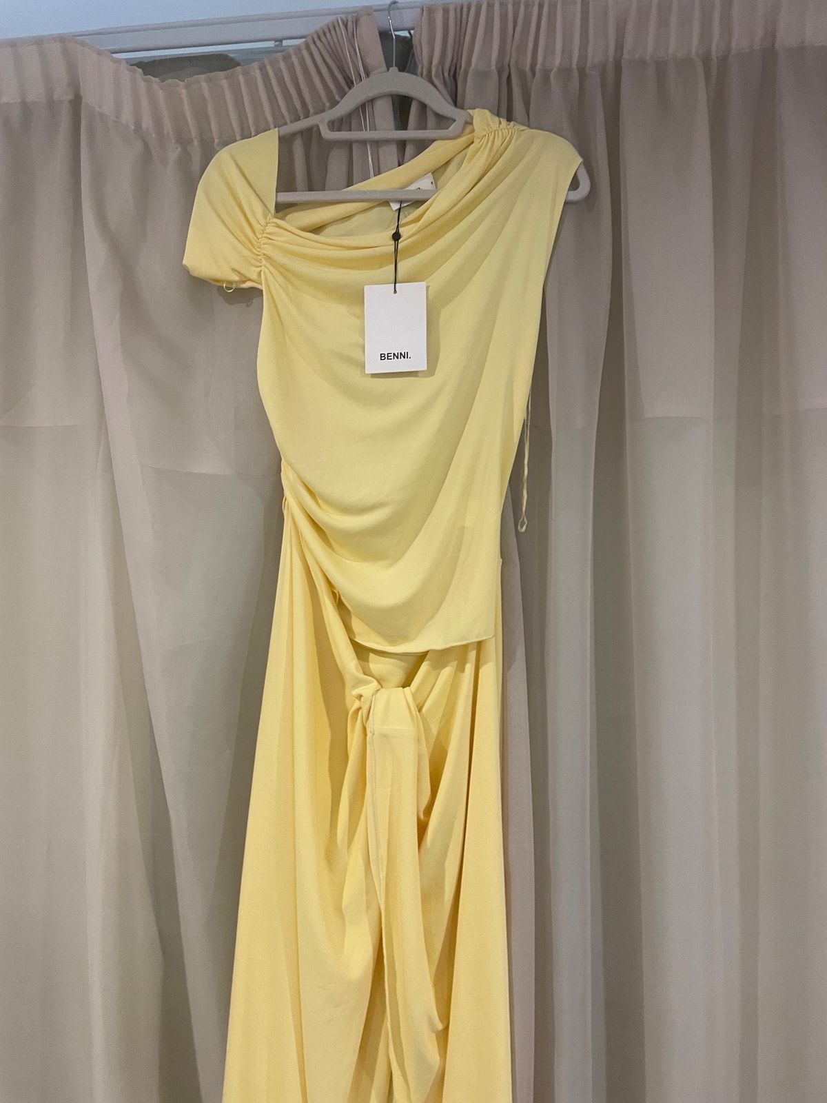 Benni Cleo One Shoulder Maxi Dress Yellow Size 12 - Image 5
