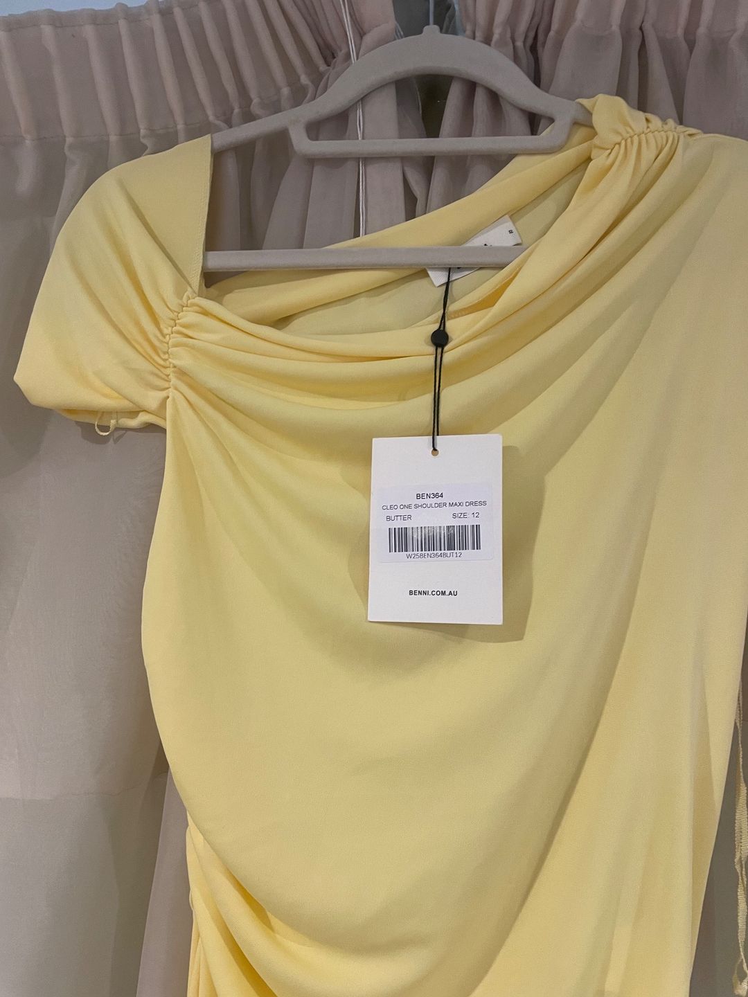 Benni Cleo One Shoulder Maxi Dress Yellow Size 12 for rent on The Volte - main image