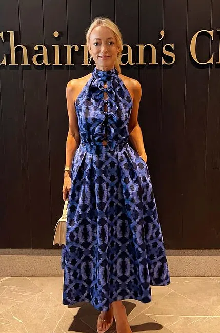 Rebecca Vallance Shiloh Halter Midi Dress Blue Print Size 14 | The Volte Rebecca Vallance Shiloh Halter Midi Dress Blue Print Size 14 | The Volte