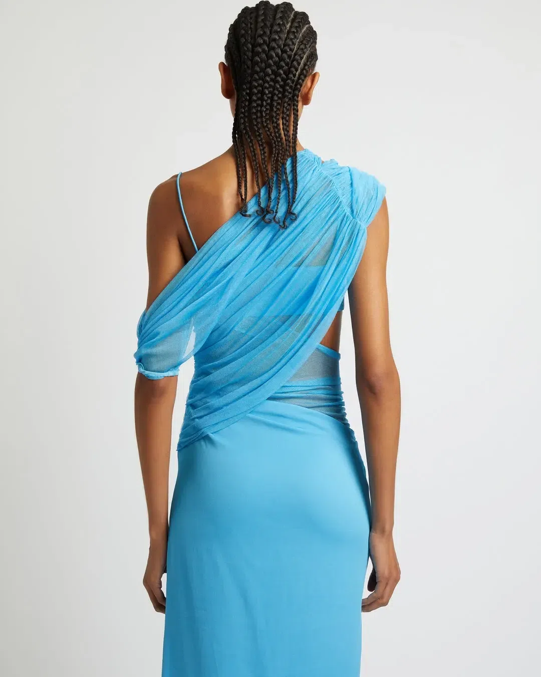 Christopher Esber Magnetica Asymmetric Midi Dress Dolphin Blue Size 8 | The  Volte