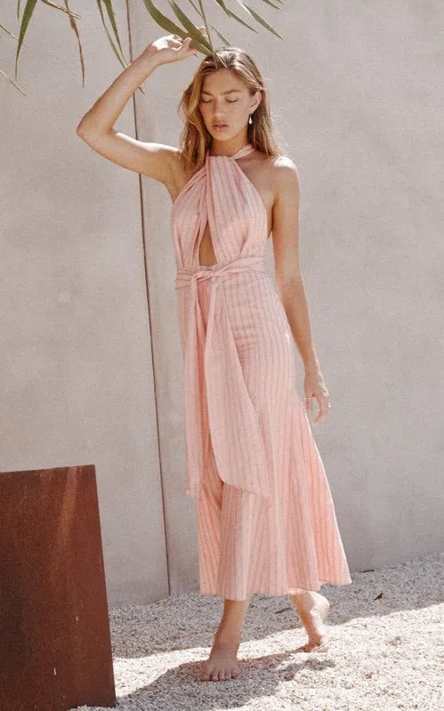 midi pink dress PRETTYGARDEN Women's Casual Midi Dresses Square Neck Short Sleeve Smoc