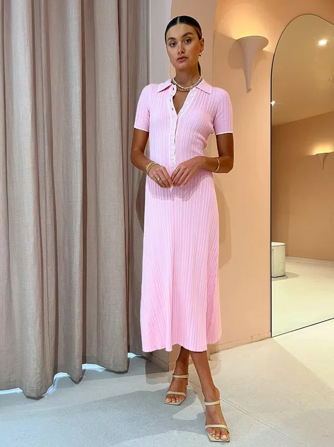 Anna Quan Penelope Midi Dress Marshmallow Pink Size 10 | The Volte