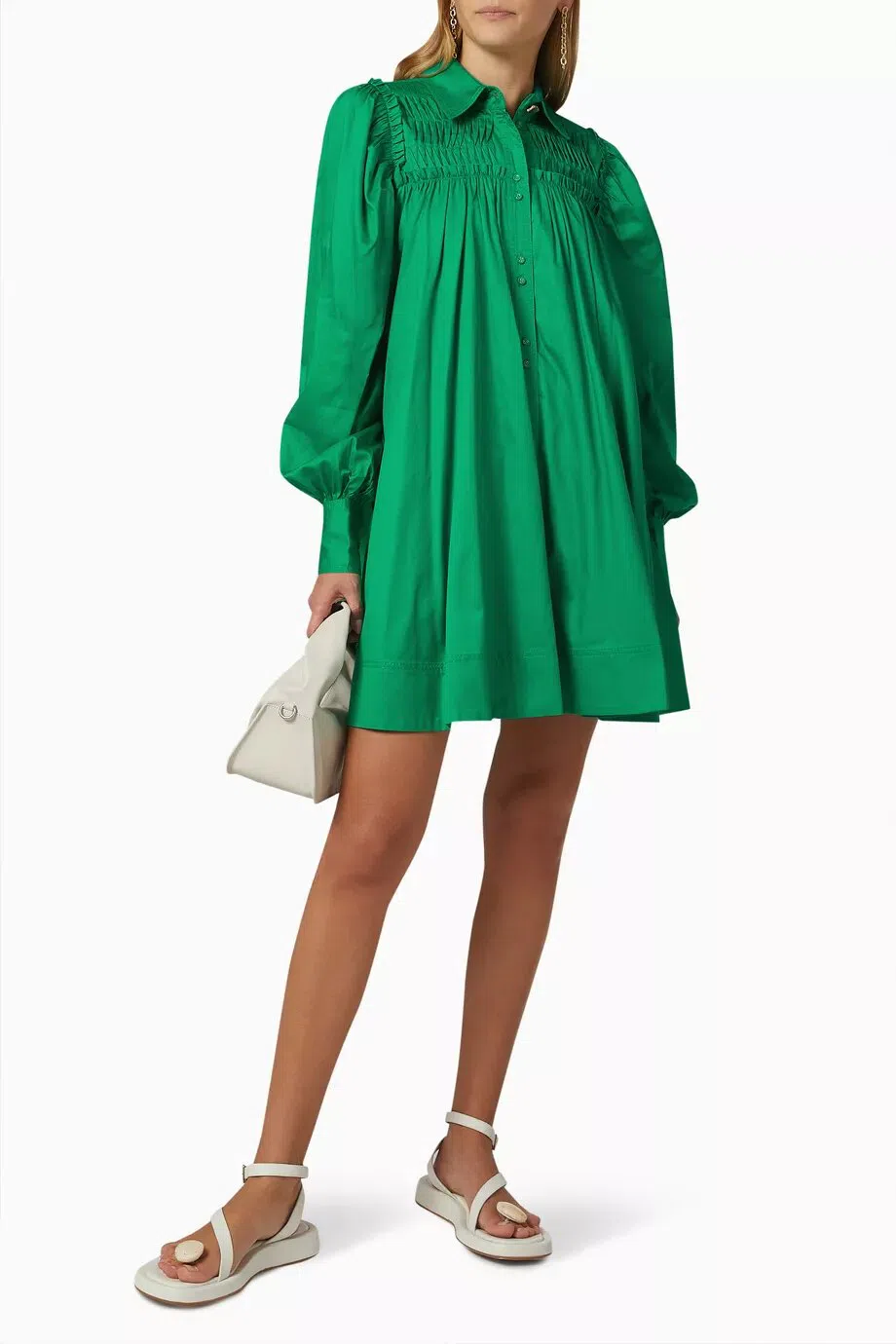Aje Tidal Tucked Smock Mini Dress Green Size 6 | The Volte