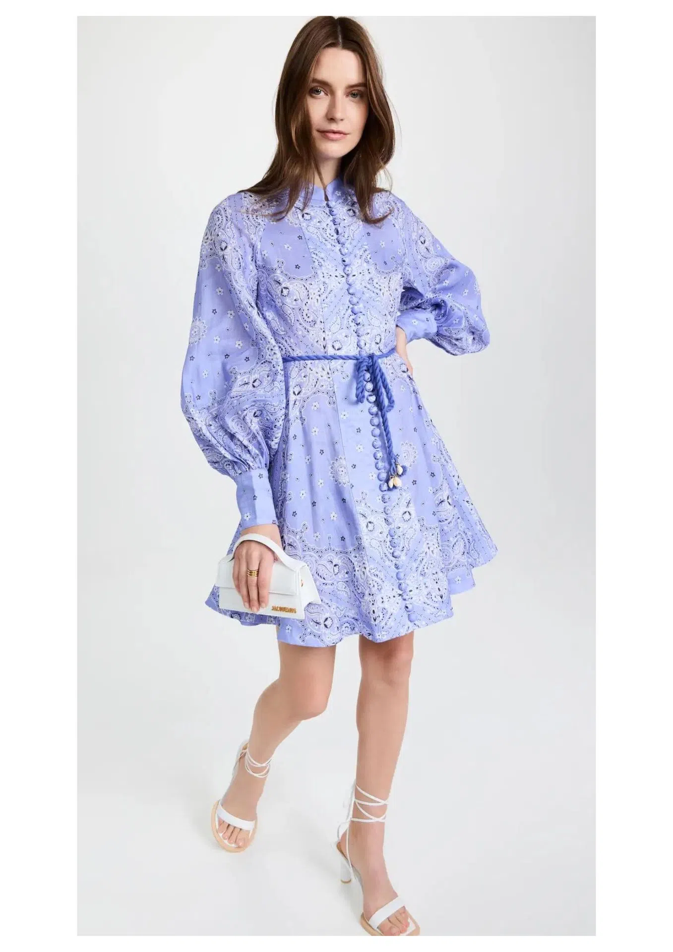 Zimmermann Violet Button Up Mini Dress Cornflower Paisley Size 3 / AU