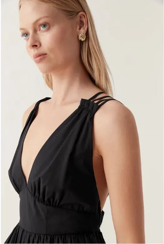 aje eliza asymmetric dress Eliza Asymmetric Dress | Black